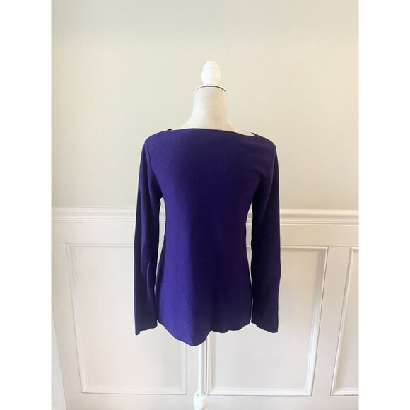 Hobbs London Purple Wool Blend Sweater Flared Hem M - Picture 3 of 6